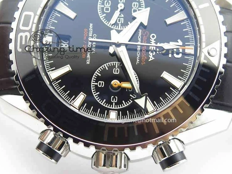 0217 Tailored Planet Ocean Master Chronometer SS OM 1:1 Best Edition Black Dial On Leather Strap A 8173